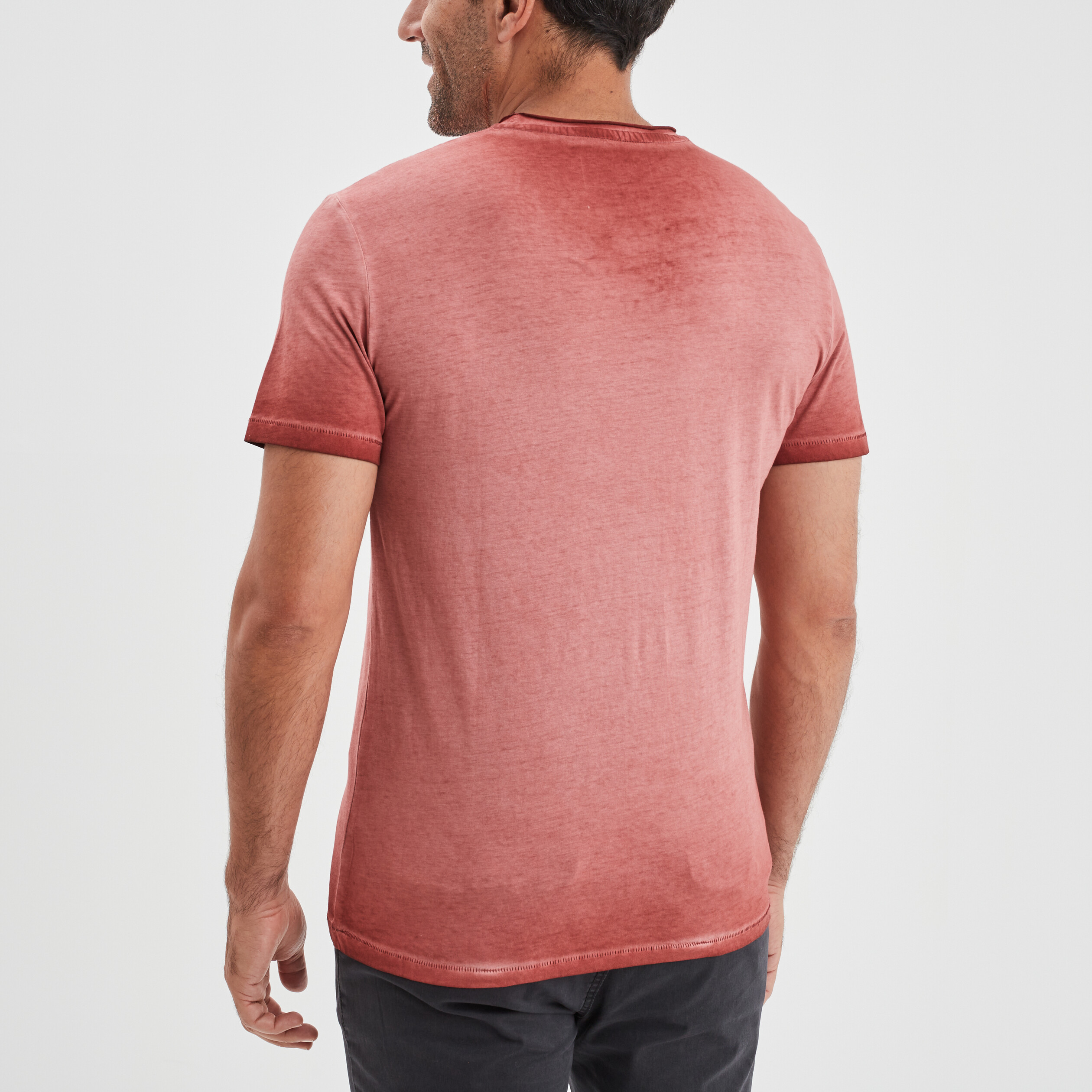 T-shirt manches courtes coton Liberto bordeaux homme | La Halle