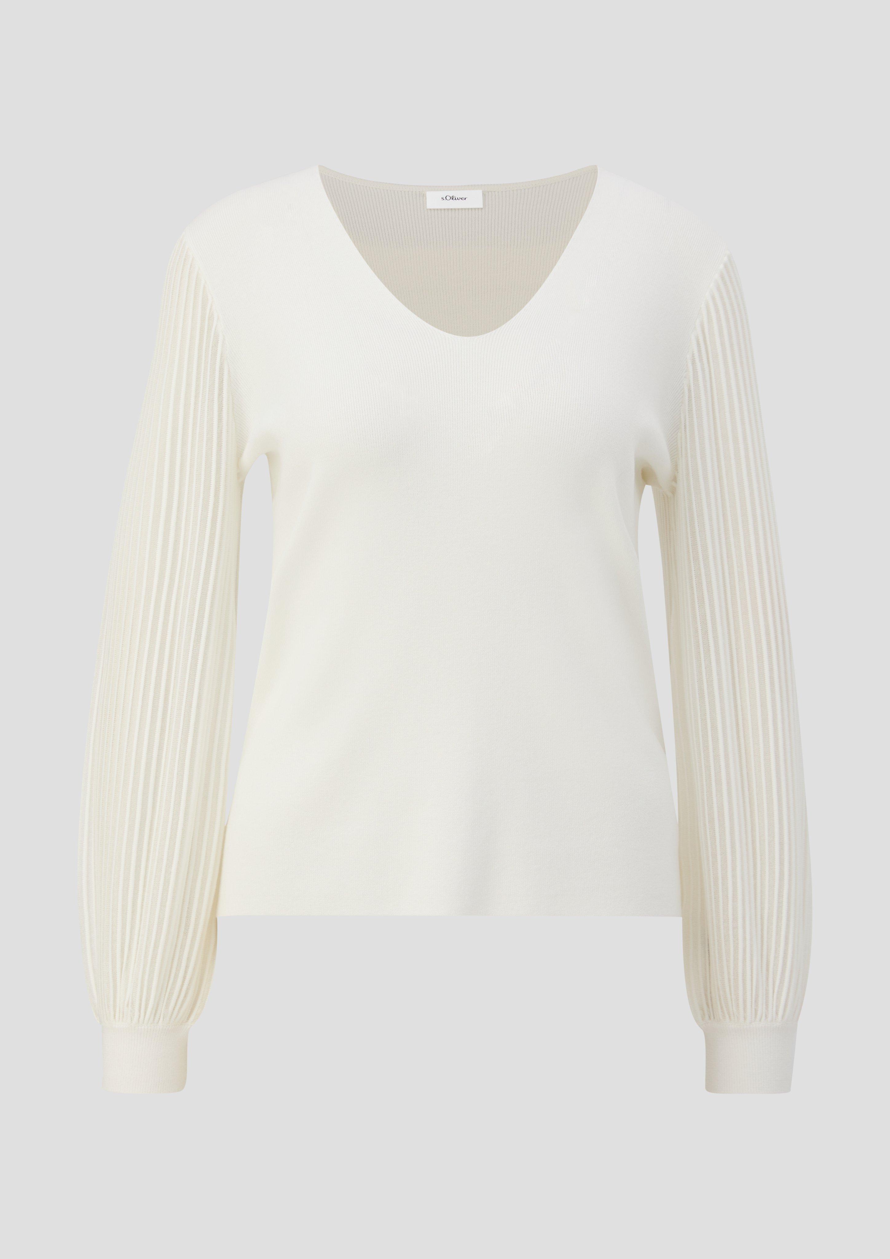 Strickpullover mit semitransparenten Ärmeln  2137680-0200