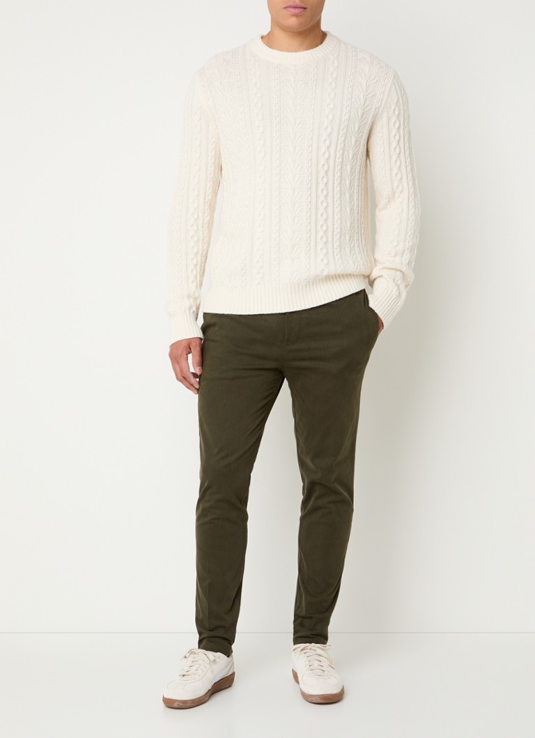 Pantaloni slim fit SamsØe Smithy din amestec de bumbac organic, cu buzunar lateral.