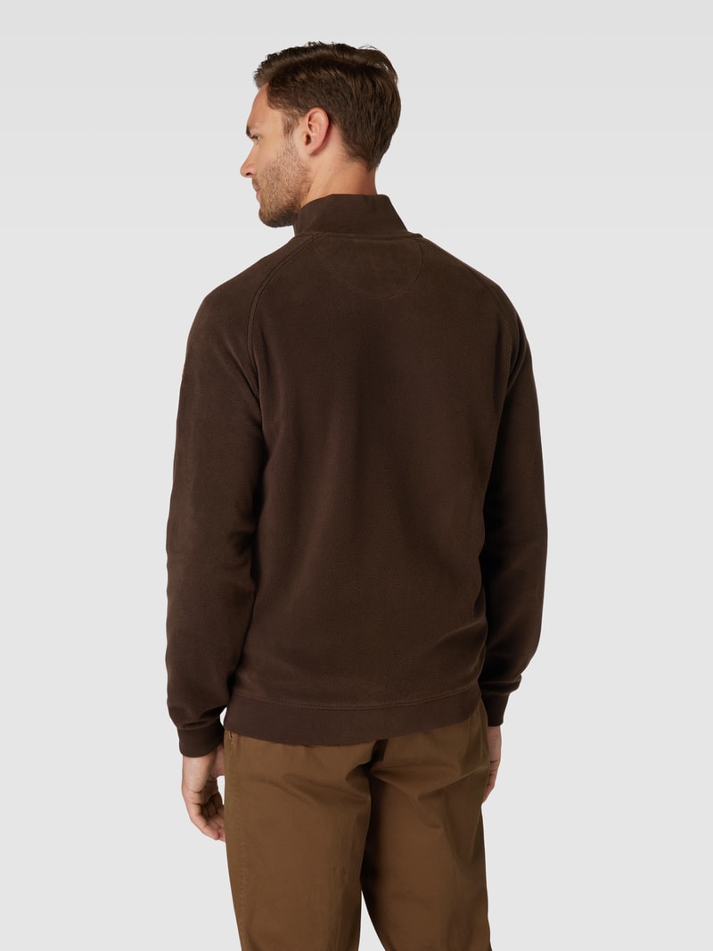 Fleecejacke mit Brusttasche in dunkelbraun
