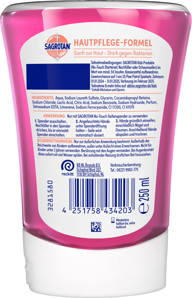 Seifenspender No-Touch Kids Wildbeeren, Nachfüllpack, 250 ml
