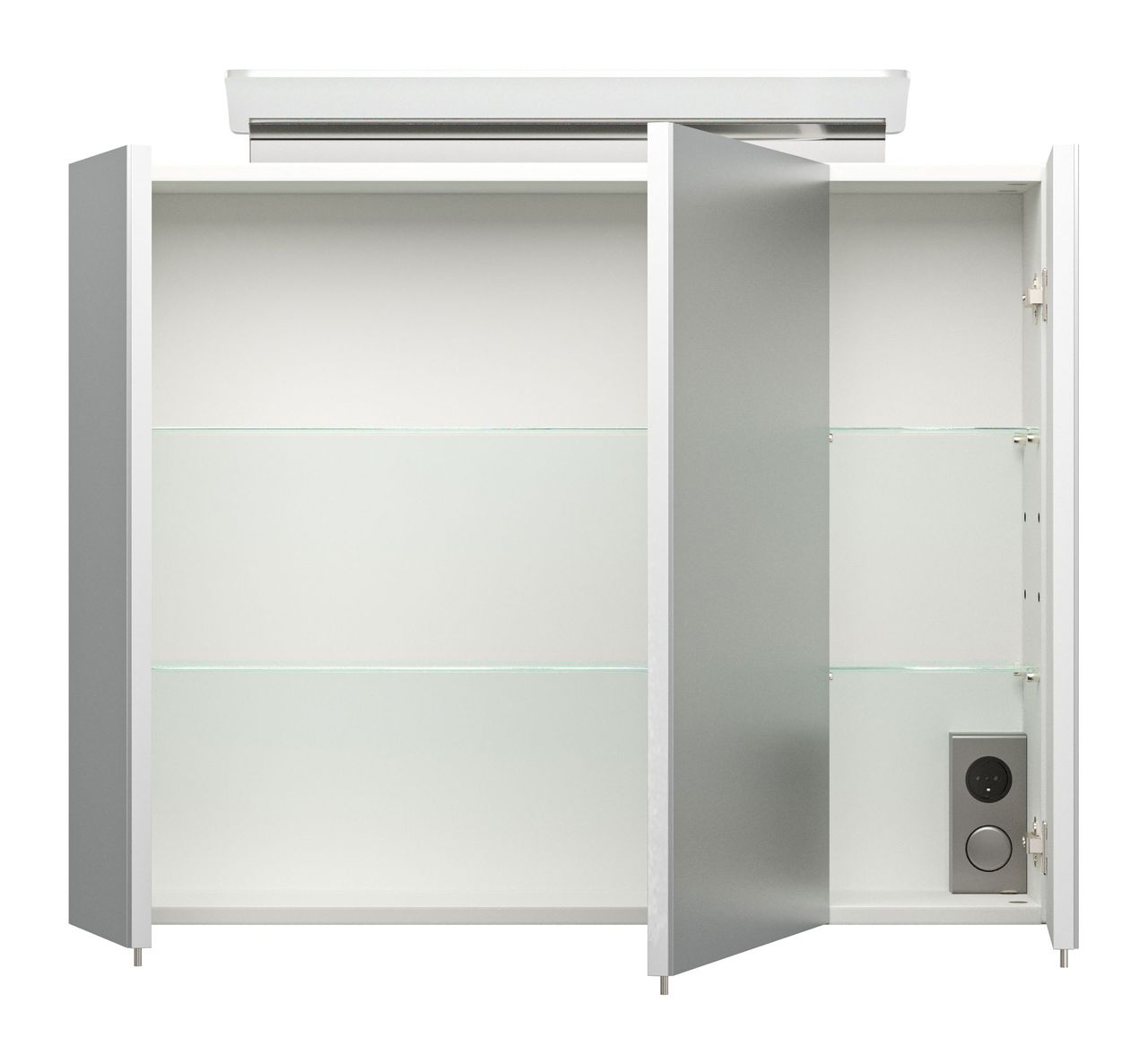 Posseik Spiegelschrank 80 inklusive LED-Acrylglaslampe weiss hochglanz EEK: F