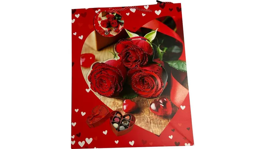 BOCK Geschenktüte gross Herzen mit Applikation 32 x 26 x 10cm sortiert