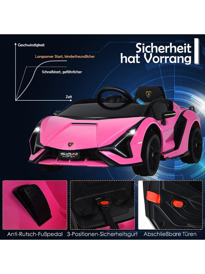 COSTWAY 12V Elektroauto Lamborghini in Rosa günstig kaufen 108 cm