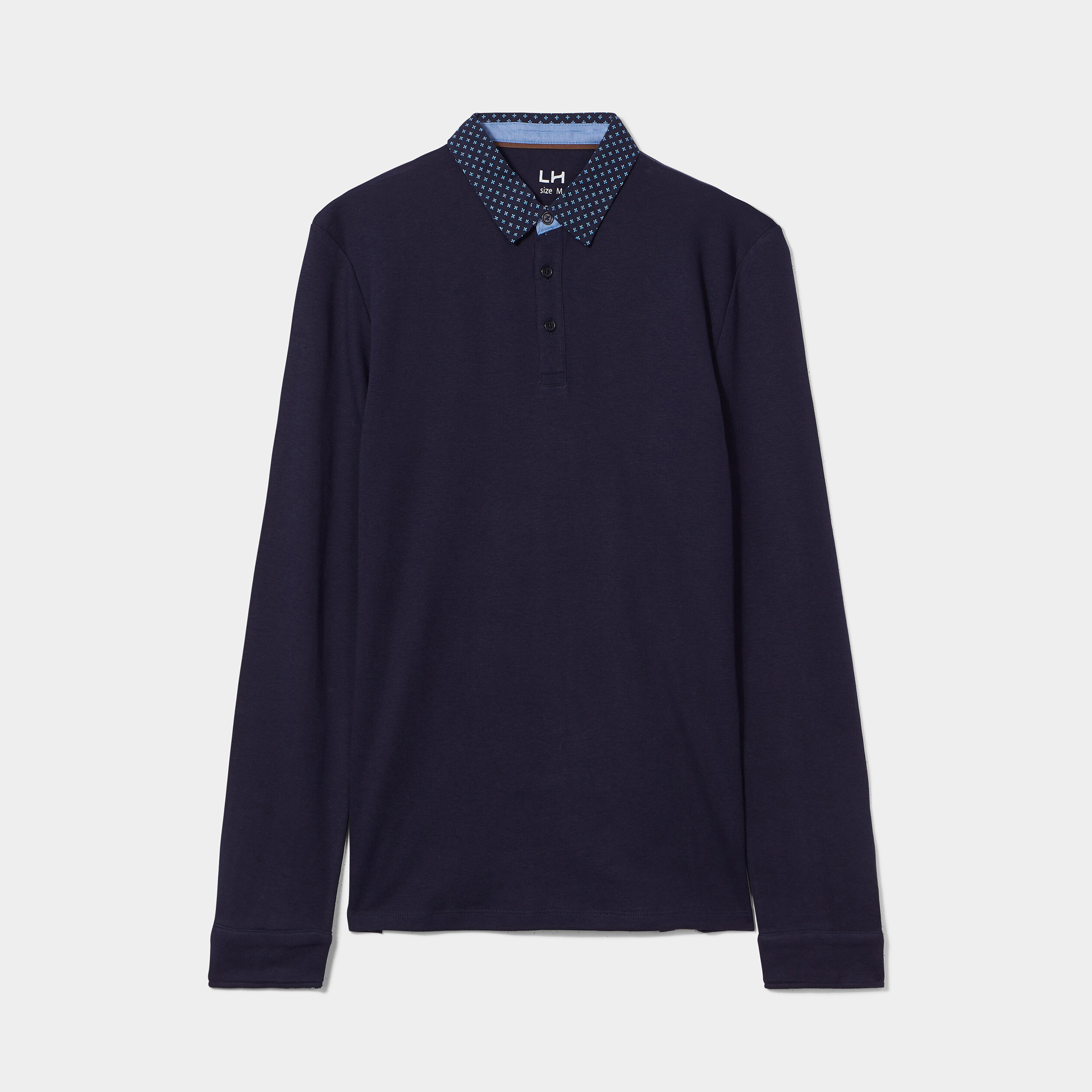 Polo manches longues coton bleu marine homme | La Halle