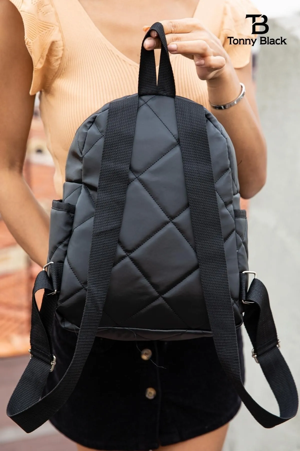 Tonny Black  Original Damen-Rucksack mit großem Volumen, Komfortmodell, 4 Fächer, für Reisen, Schule, Sport und den täglichen Gebrauch