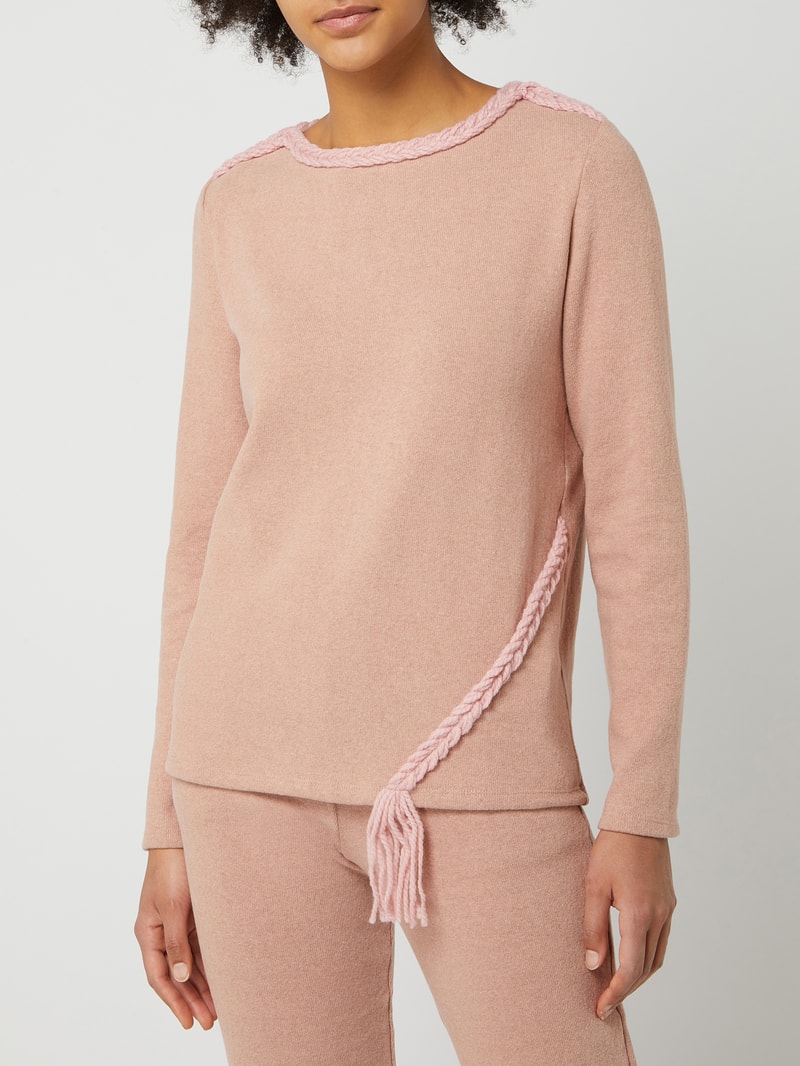 Pullover mit Fransen in altrosa