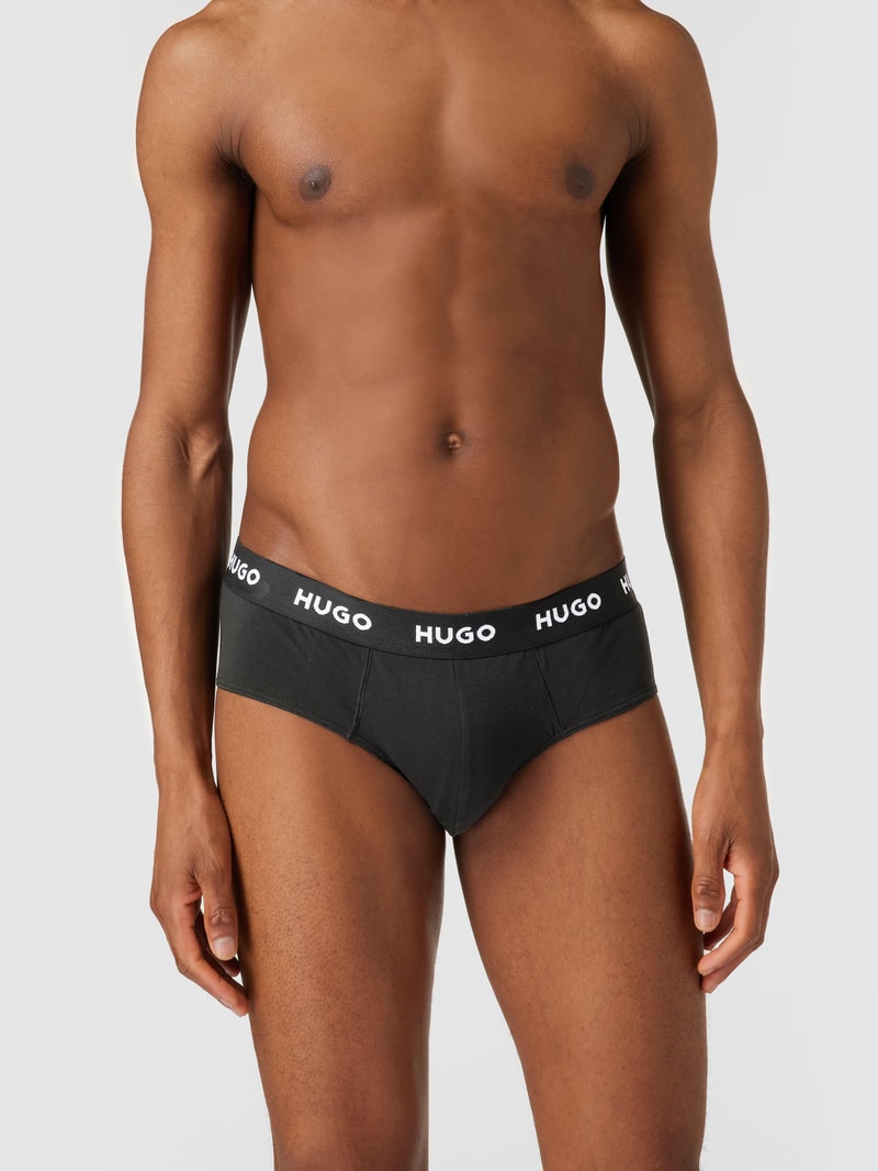 Slip mit Label-Schriftzug im 3er-Pack in schwarz