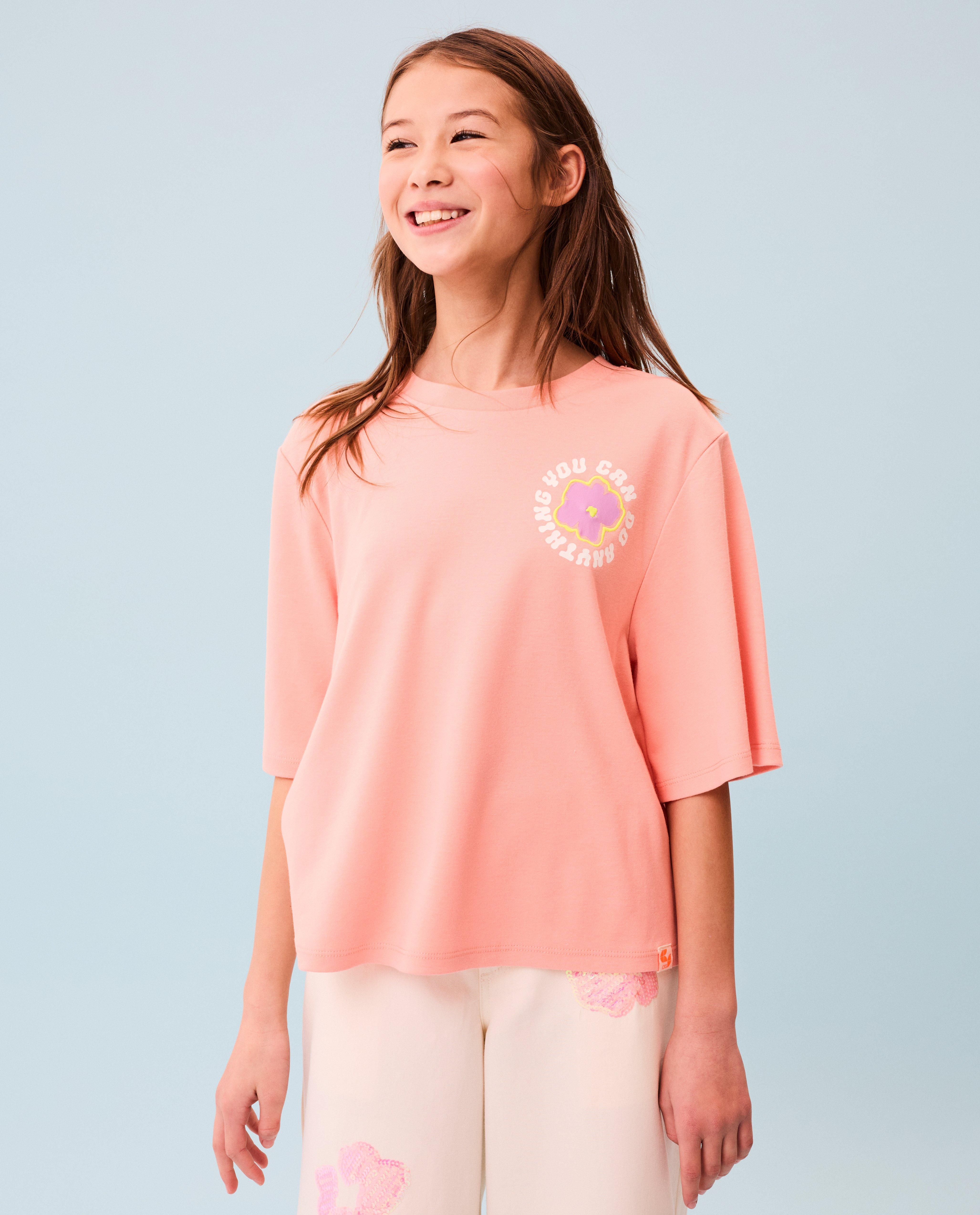 Tricou CKS cu floare brodată, Ocazii speciale portocaliu aprins