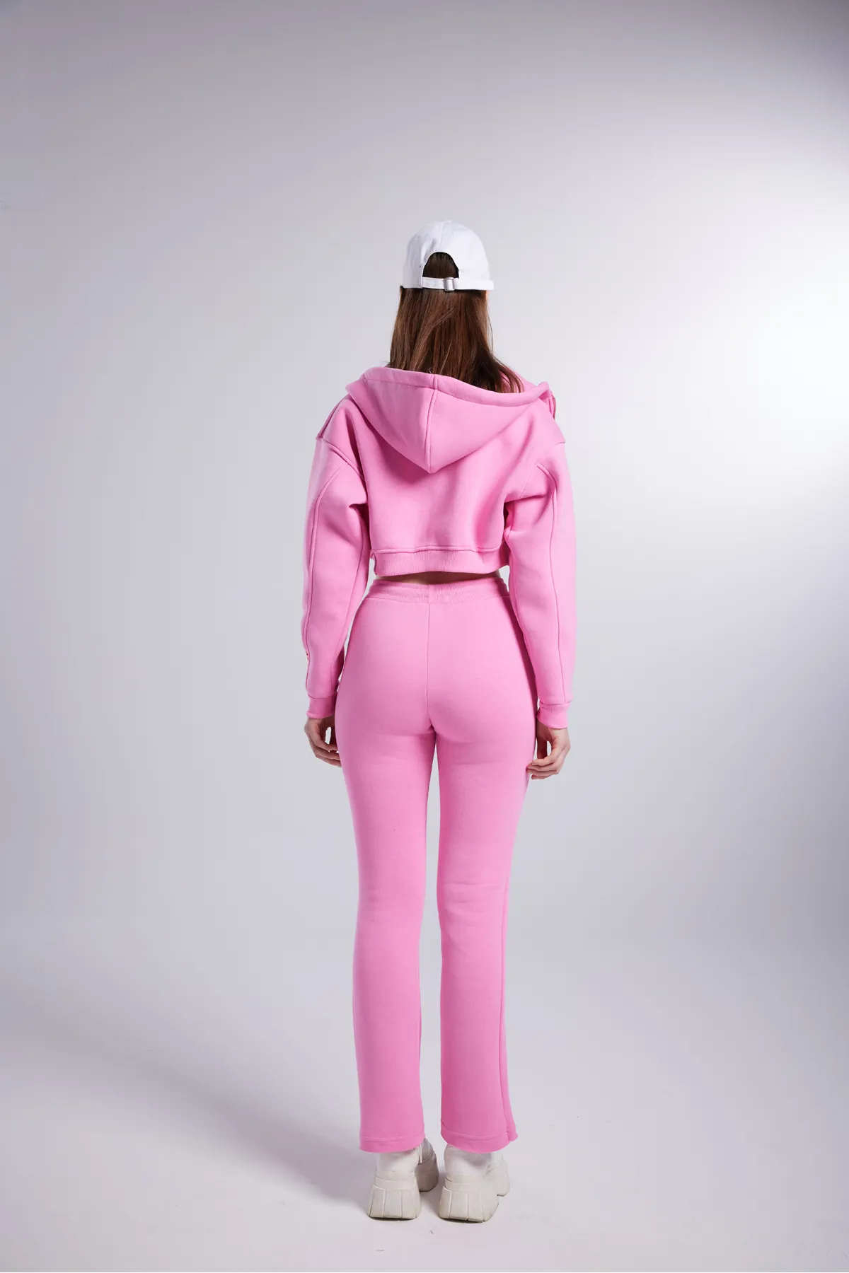 HOLLY LOLLY  Damen-Jogginghose mit hohem Bund, gerade geschnitten, in Roségold gemischt, in Rosa