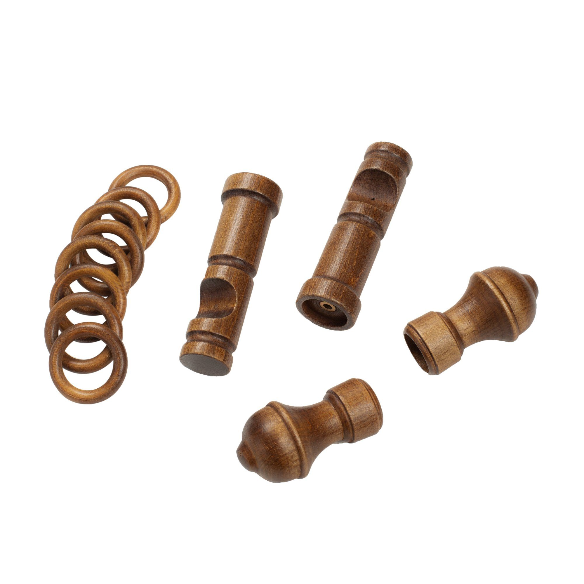 Gardinenstange Ares, SN DECO GROUP, Ø 28 mm, 1-läufig, Fixmaß, Verschraubt, Holz, Komplettset mit Ringen