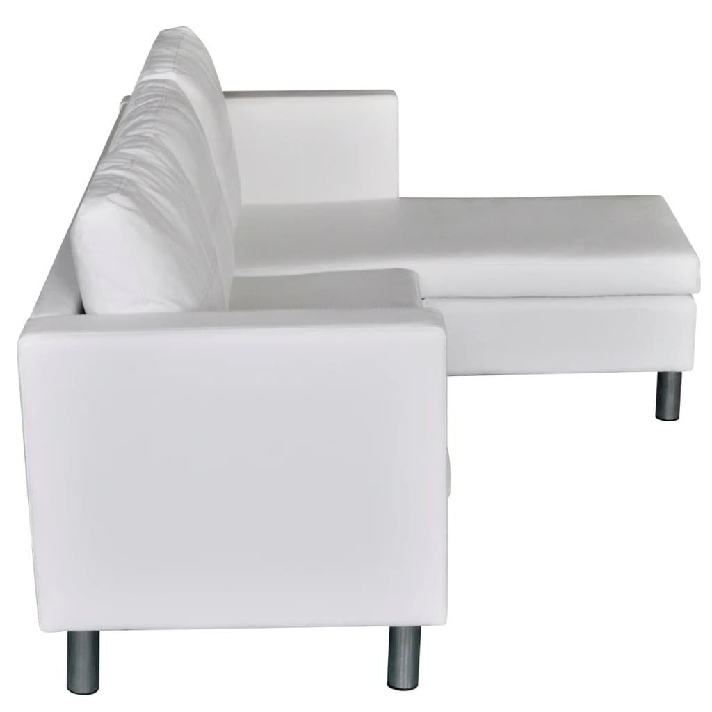 vidaXL Sofa Modulsofa 3-Sitzer Kunstleder Weiß