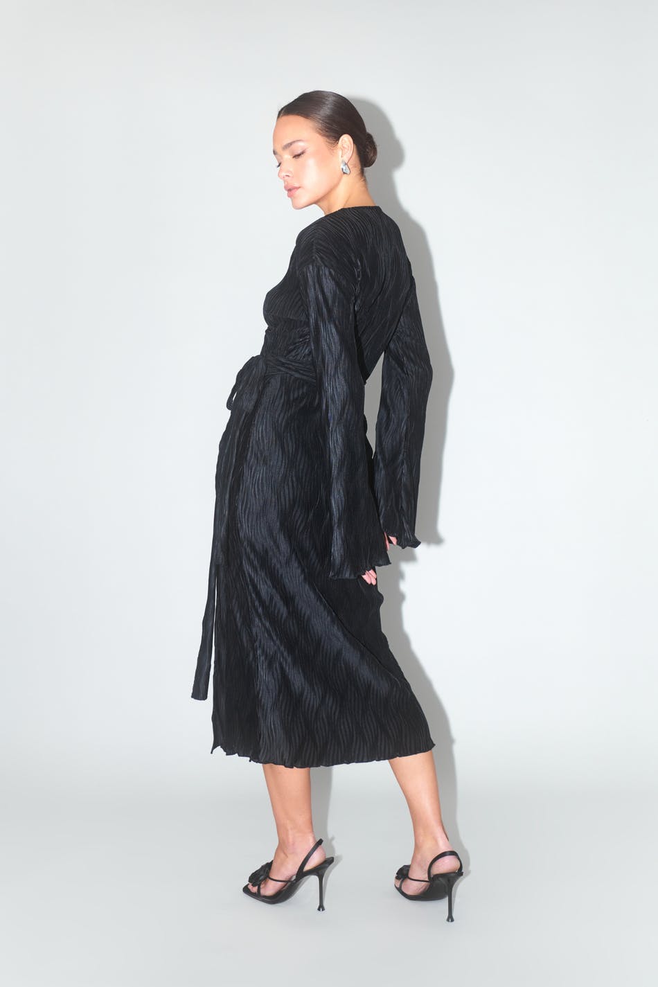 Midi textured wrap dress