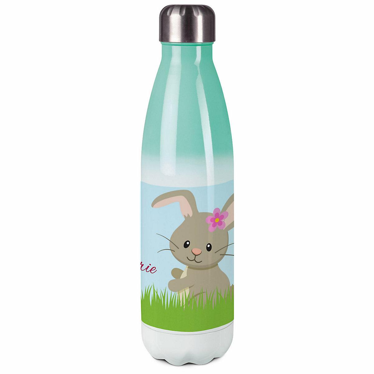Edelstahl Kinder Thermoflasche / Trinkflasche bunt Hase Spülmaschinenfest, Auslaufsicher, Bruchfest, Doppelwandig, Für Heißgetränke geeignet, Mit Deckel, Isoliert