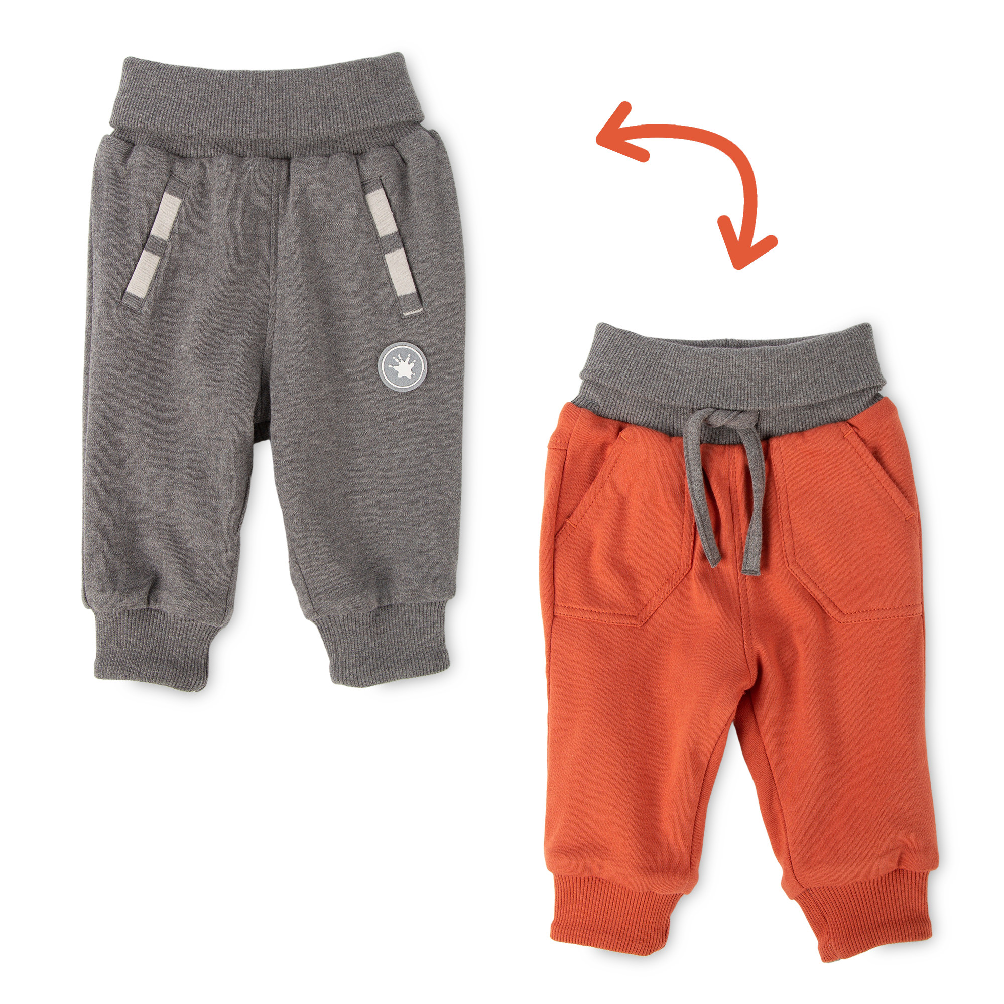Baby Wendehose mit Softbund grau oder orange