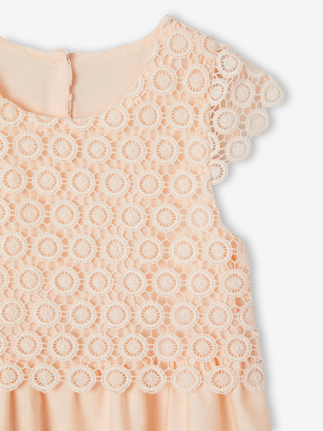 Vertbaudet Festliches Mädchen Kleid mit Makrameespitze Oeko-Tex - rosa nude