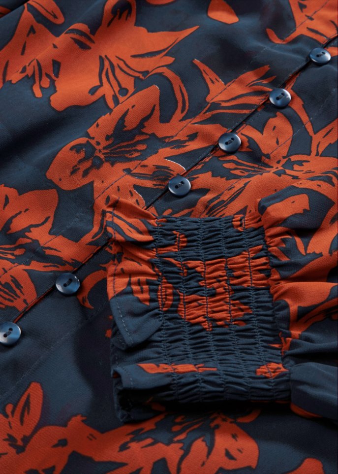 Chiffon Bluse mit Smok-Details