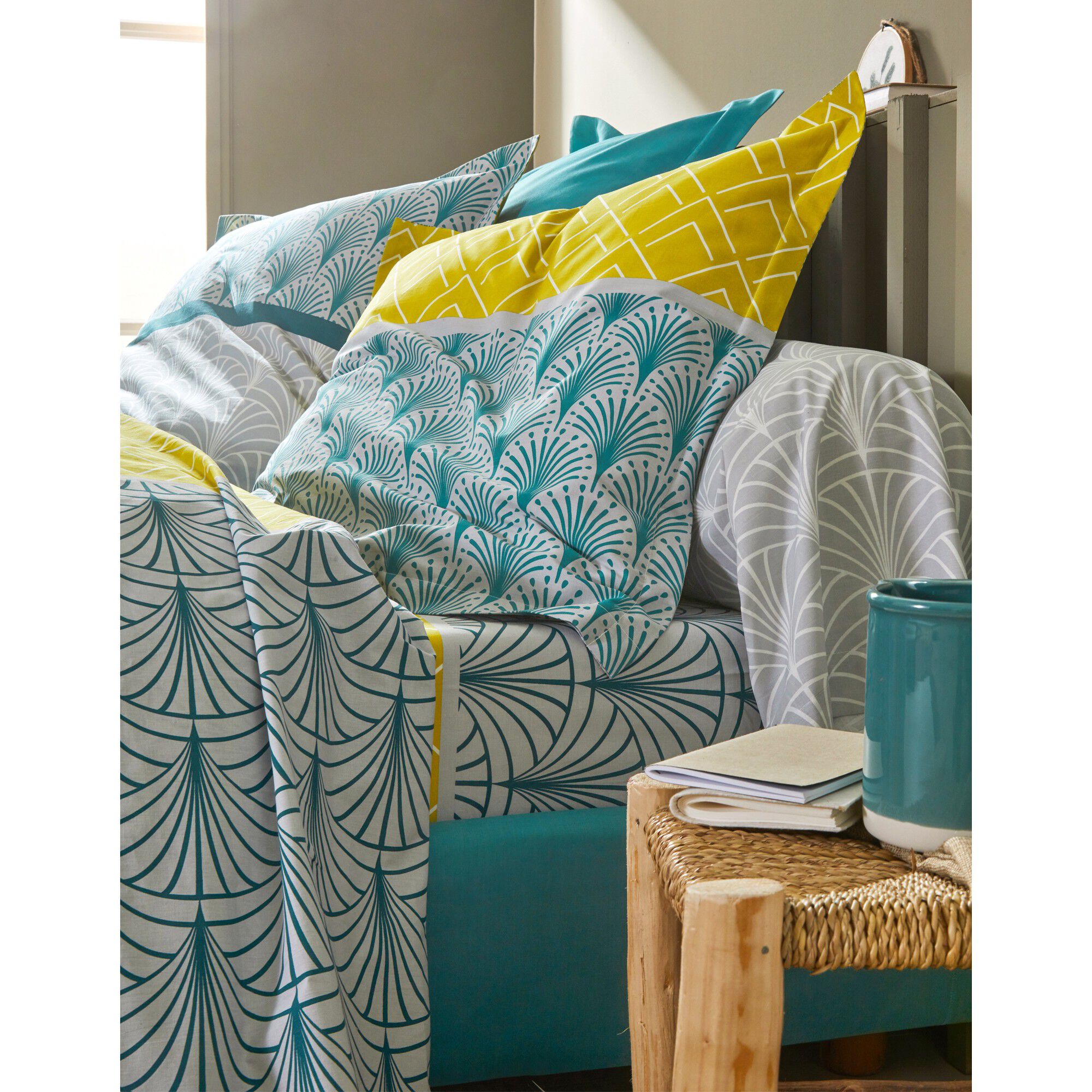 Linge de lit Eddy en coton à motifs graphiques