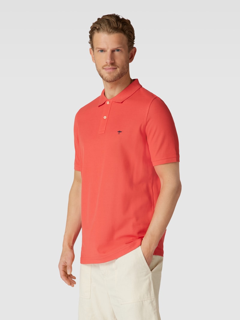 Poloshirt mit Logo-Stitching in koralle