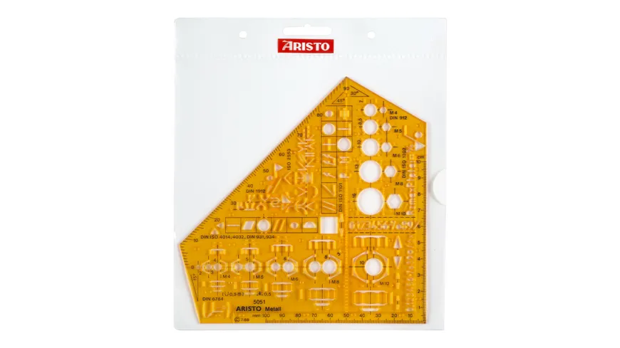 ARISTO Schulwinkel Metall mit Tuschenoppen orange-transparent