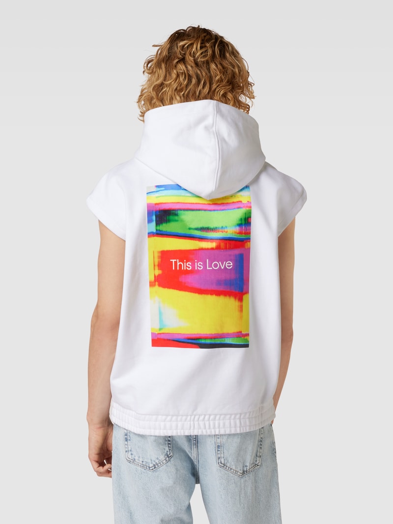 Oversized Hoodie mit Label-Print in weiss
