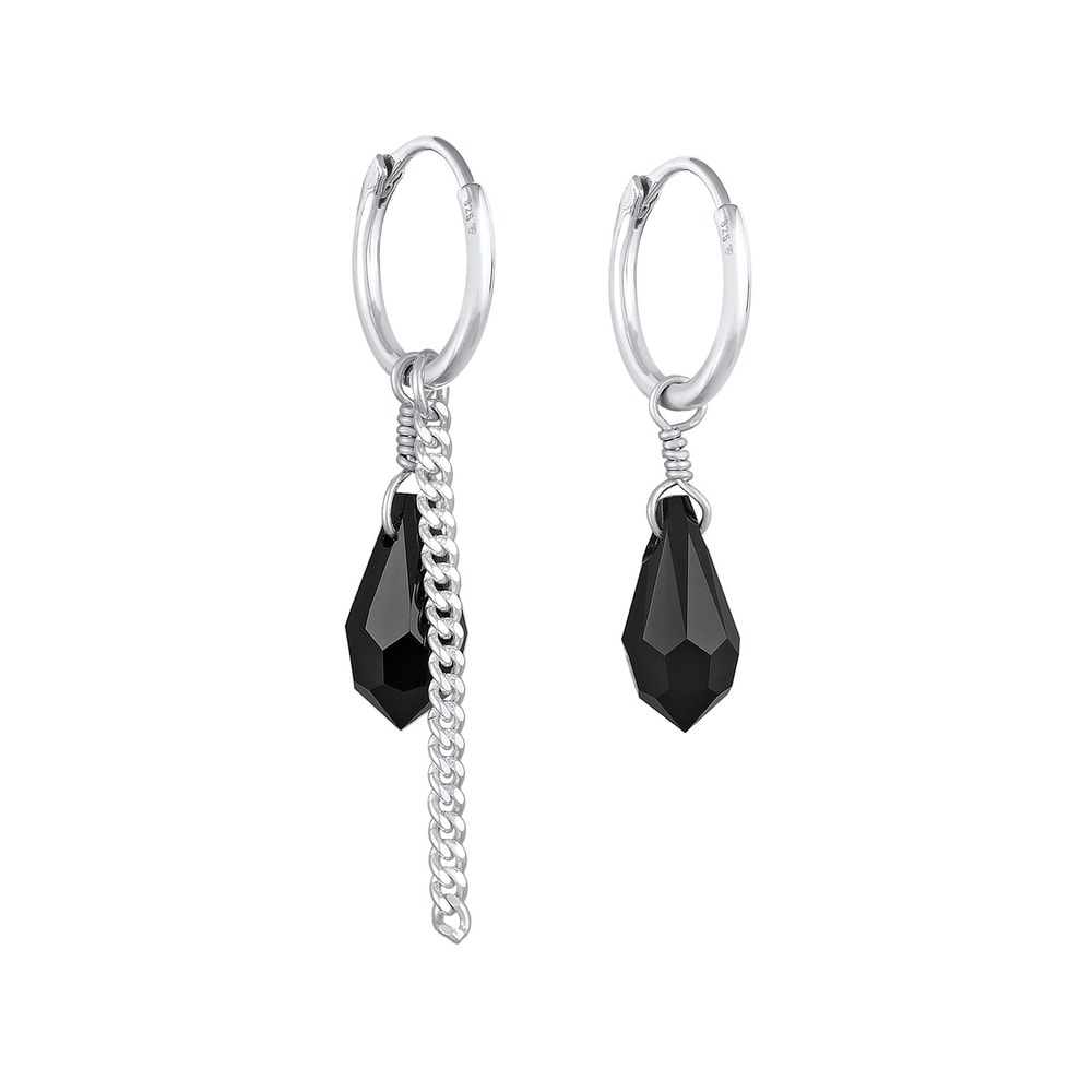 Elli Elli Boucles d'Oreilles Femmes créoles pendentif chaîne goutte avec cristal en ar Boucles d'oreilles
