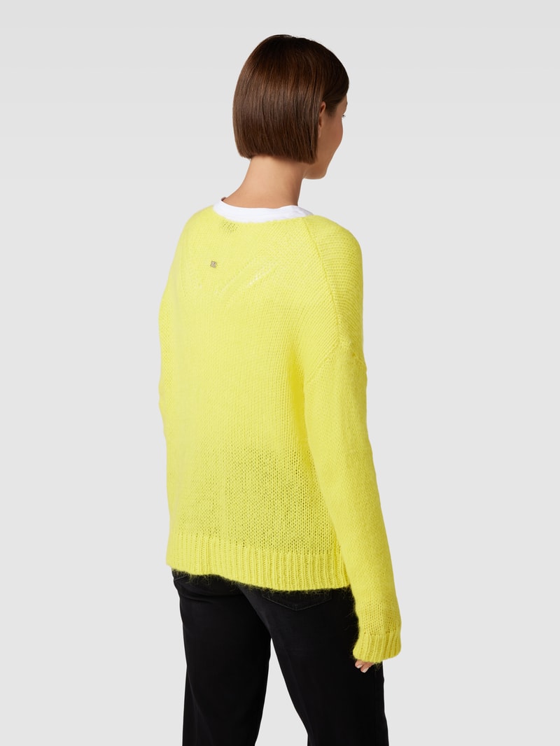 Strickpullover mit Rundhalsausschnitt in neon gelb