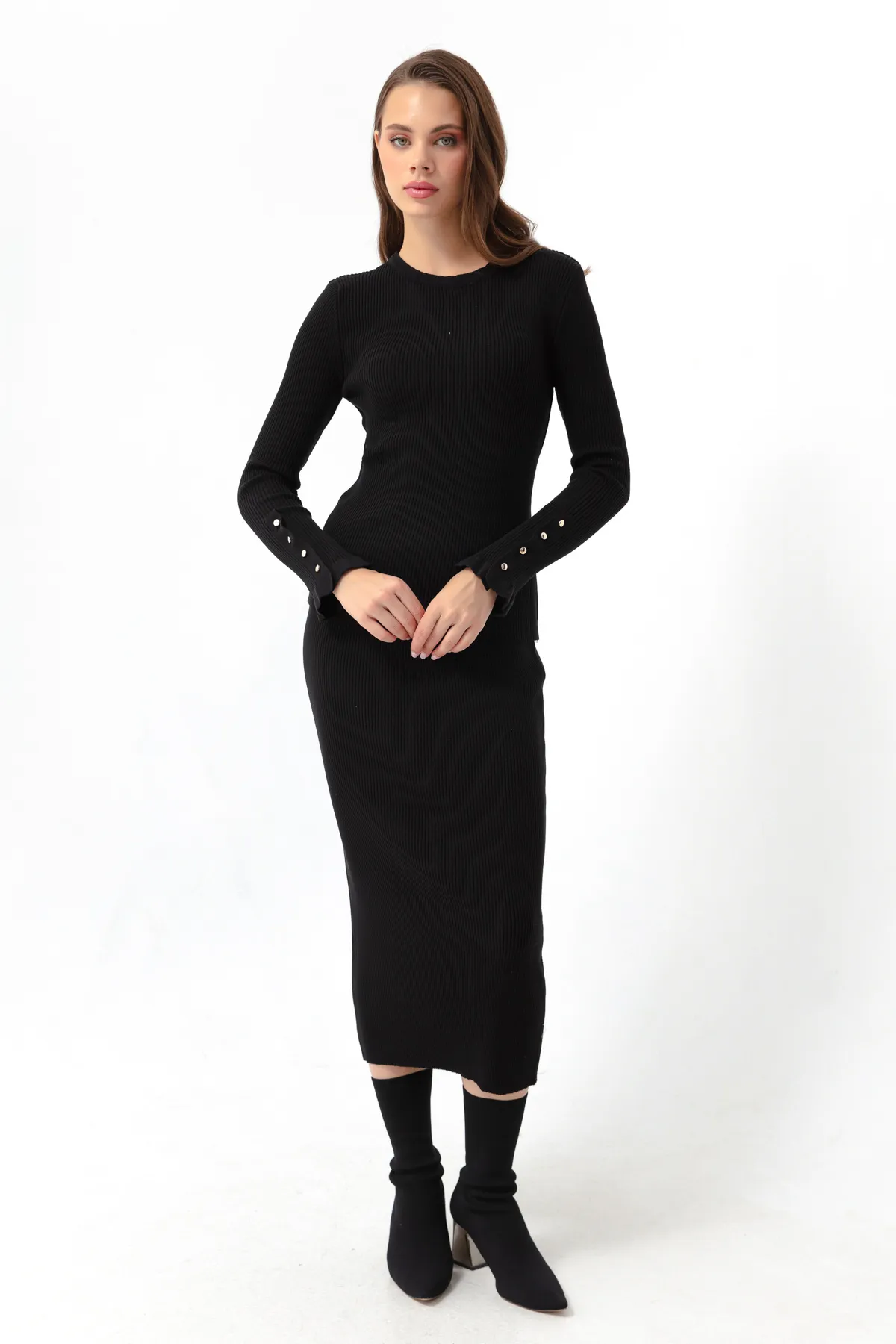 Lafaba  Damen-Strickset aus schwarzem Cord