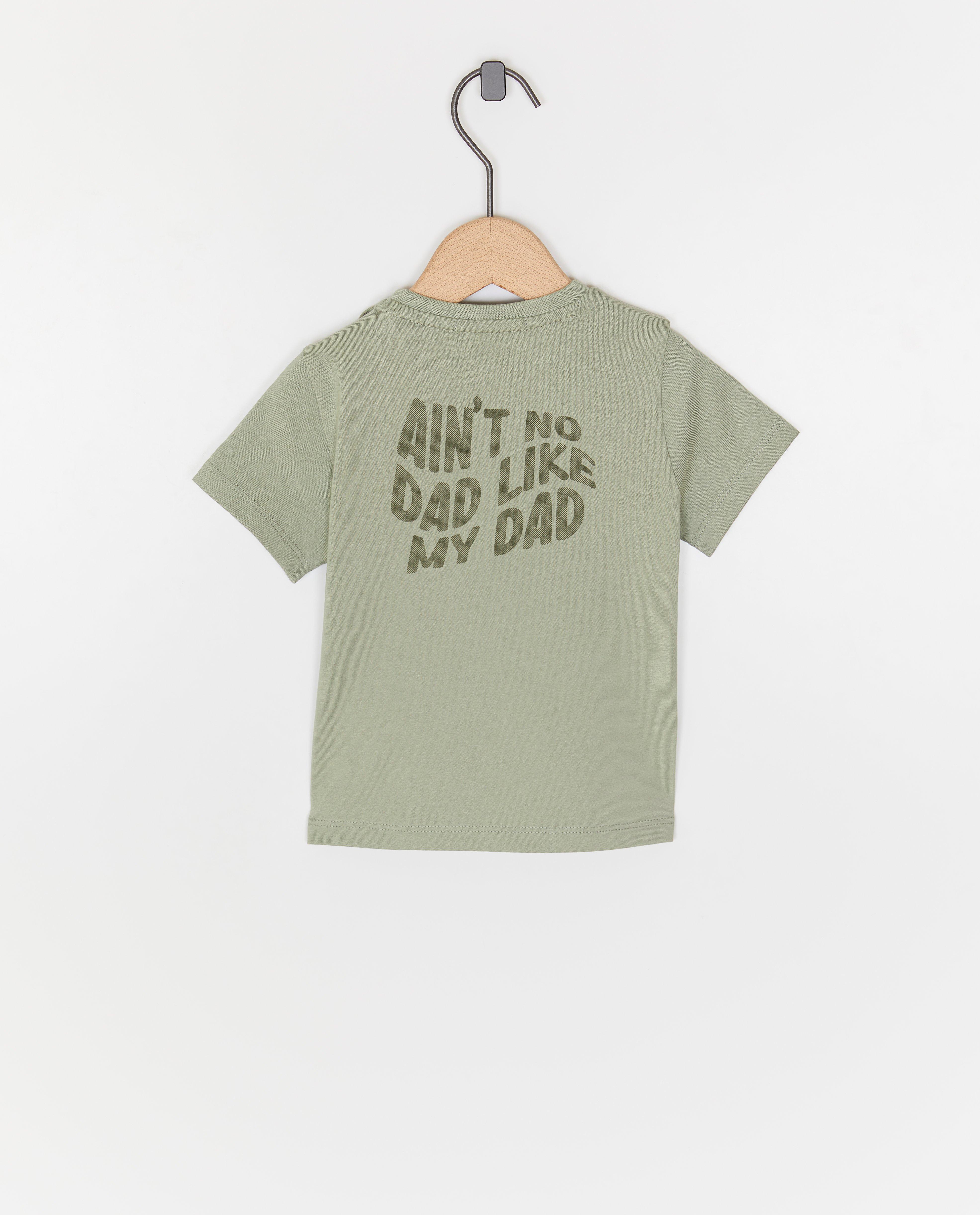 Tricou Familystories cu inscripție, verde deschis pentru bebeluși