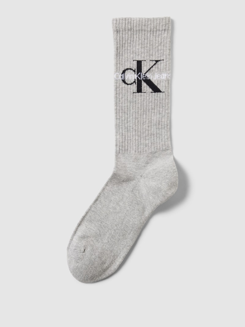 Socken mit Label-Detail in mittelgrau meliert