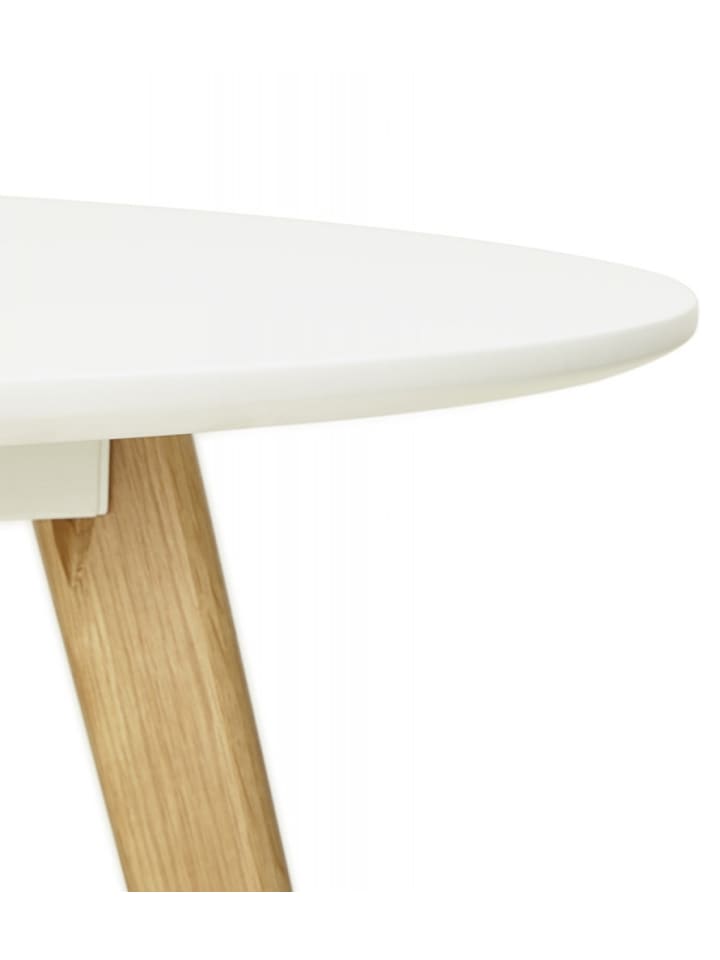 KADIMA DESIGN Runder Esstisch Weiß mit Eichenbeinen 90 cm | für 5 Personen in Weiß-Beige günstig kaufen onesize
