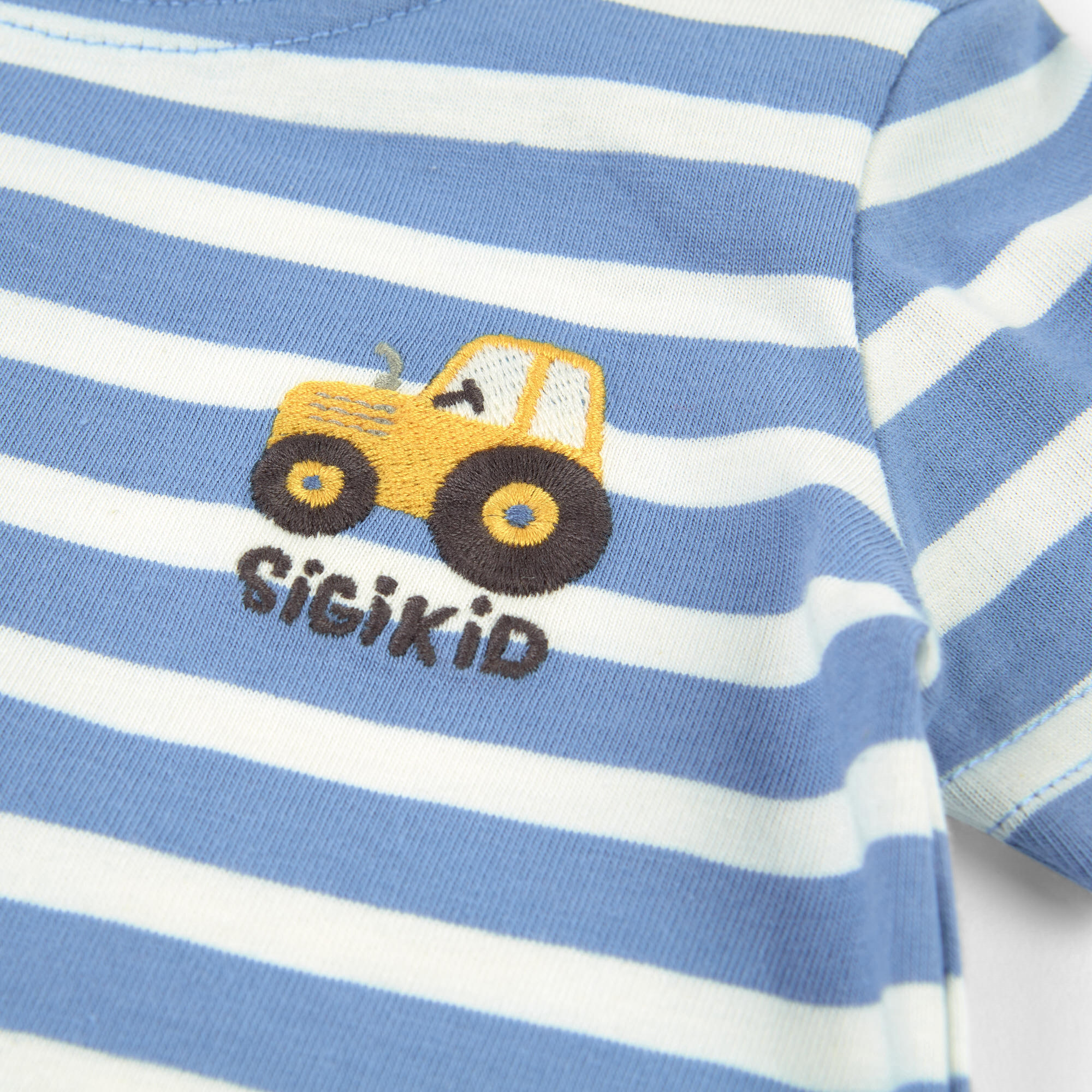 Baby Ringel T-Shirt Traktor, blau-weiß