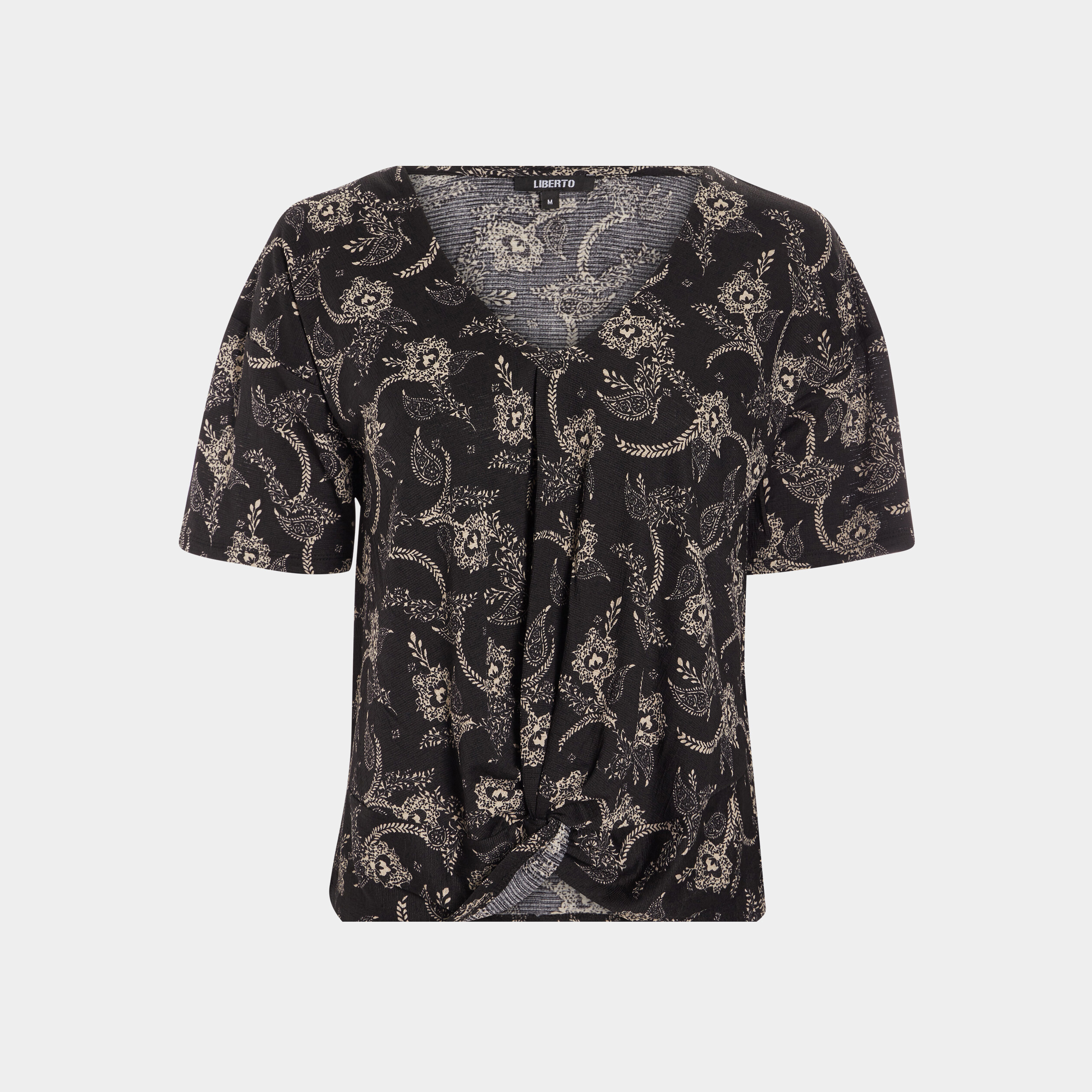 T-shirt manches courtes détail noeud noir femme | La Halle