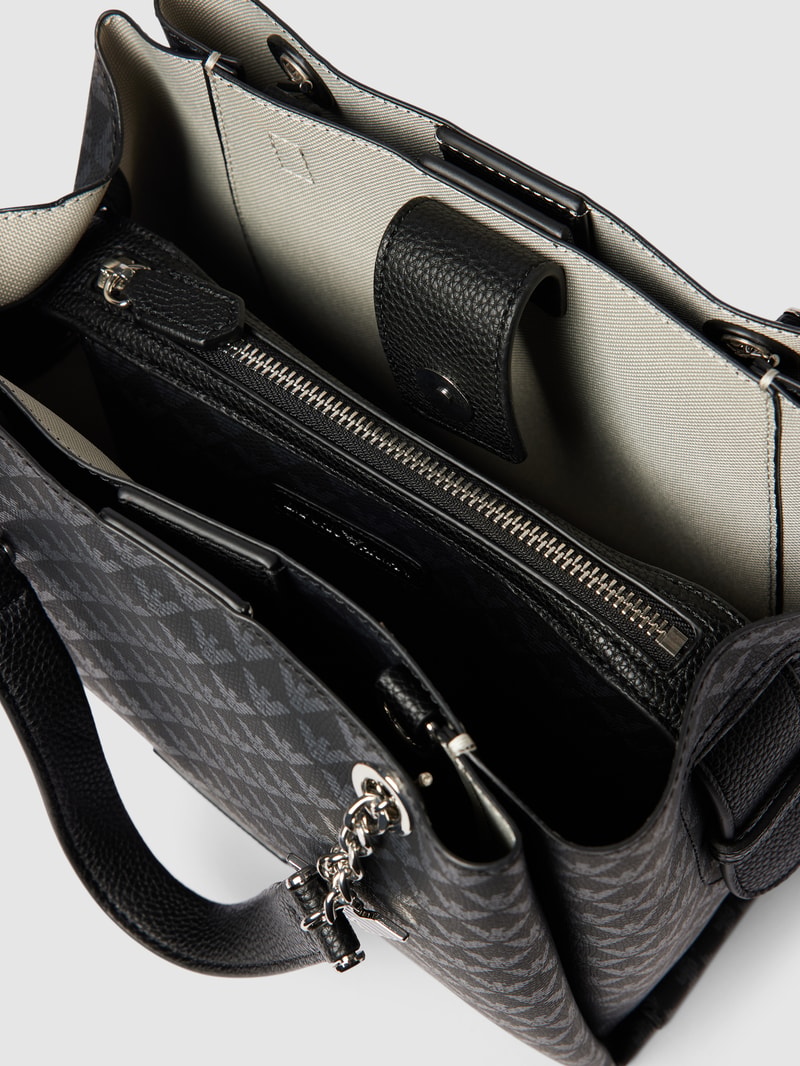 Tote Bag mit Label-Print in schwarz