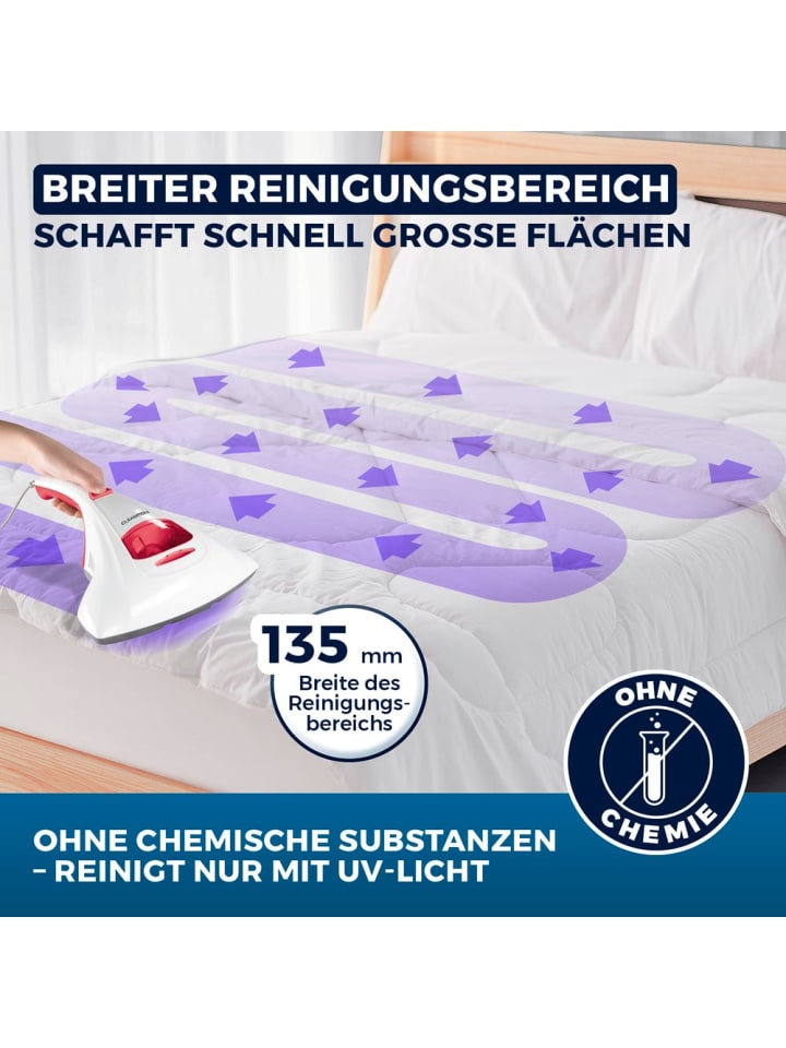 CLEANmaxx CLEANmaxx Milben-Handstaubsauger mit UV-C-Licht inkl. 2 Ersatzfilter - weiß/rot günstig kaufen onesize