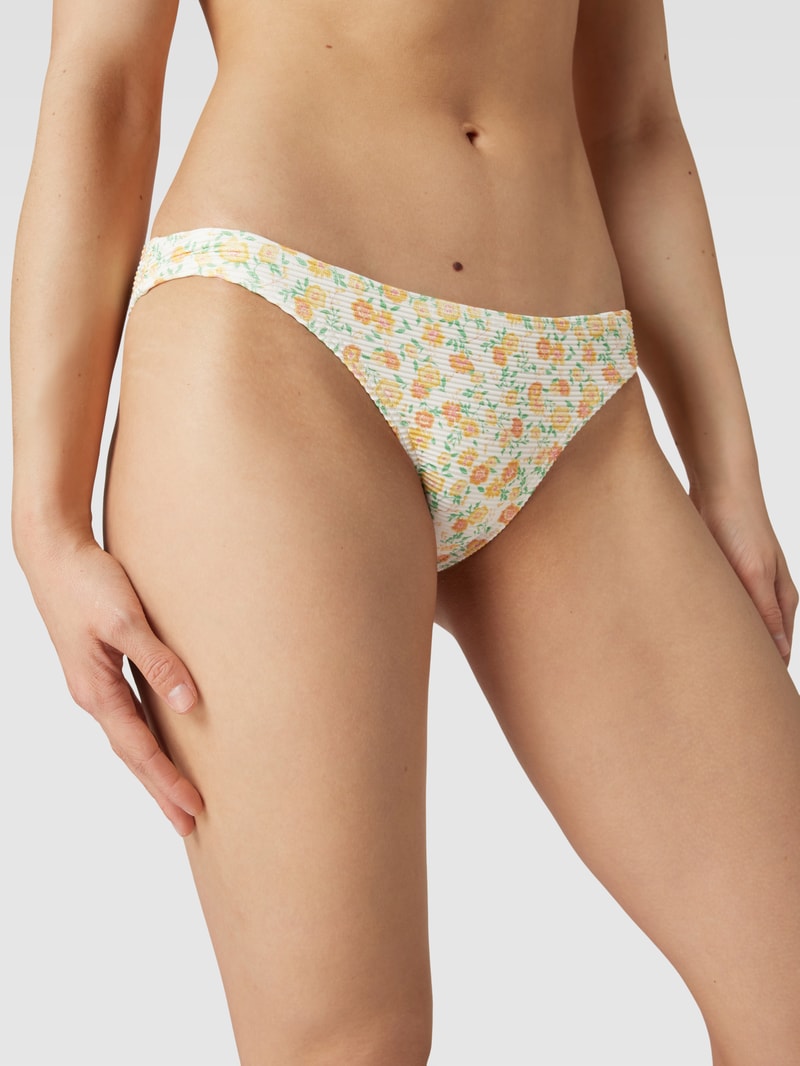 Bikini-Slip mit floralem Allover-Muster in offwhite