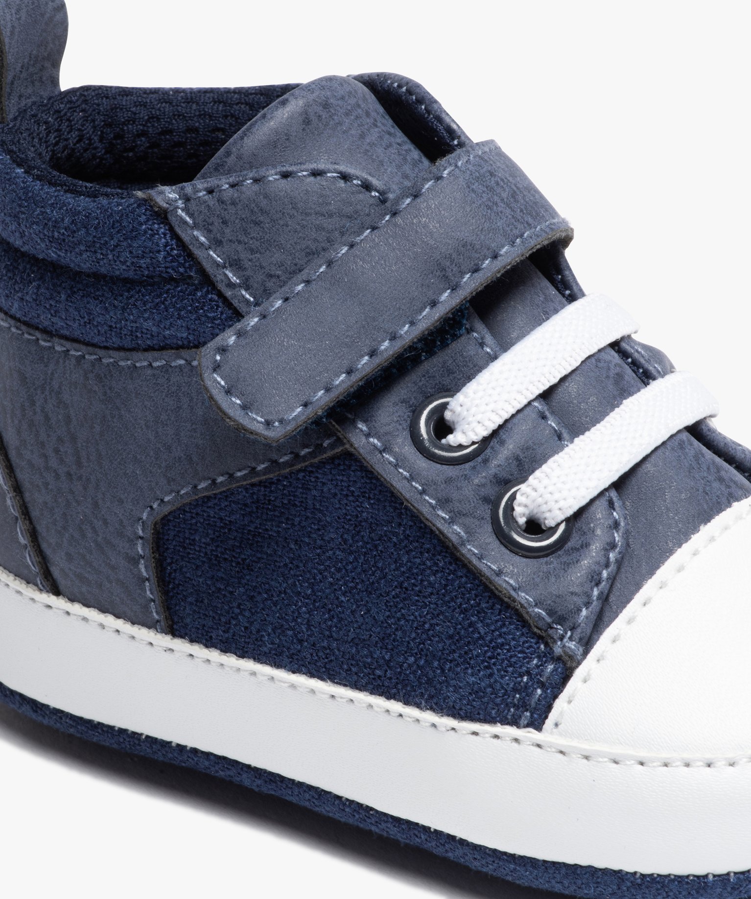 Chaussons de naissance bébé Garçon en toile faon denim marine | GEMO