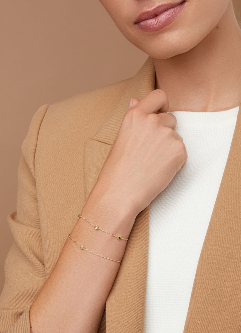 Diamond Point  Geelgouden armband, 0.12 ct groene tourmalijn, Joy