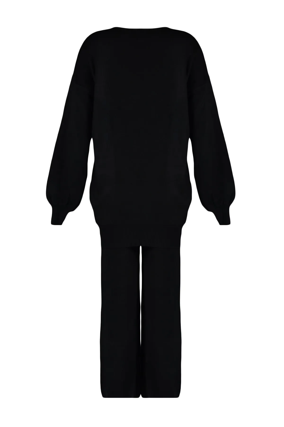 Trendyol Modest  Schwarzer Kragen Kettenhalskette Pullover-Hosen Strickanzug TCTAW23US00105