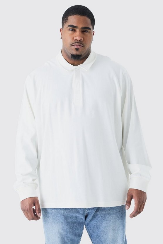 Plus Rugby-Poloshirt mit Knopfleiste