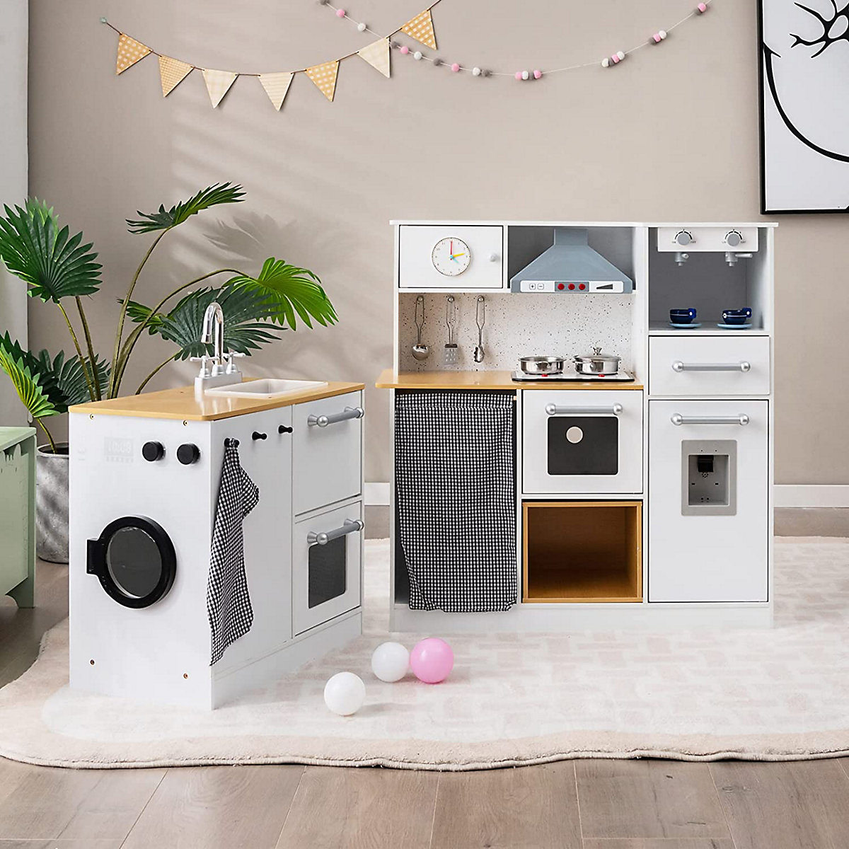 Spielküche mit Sound & Licht inkl. Hocker & Spielzubehör