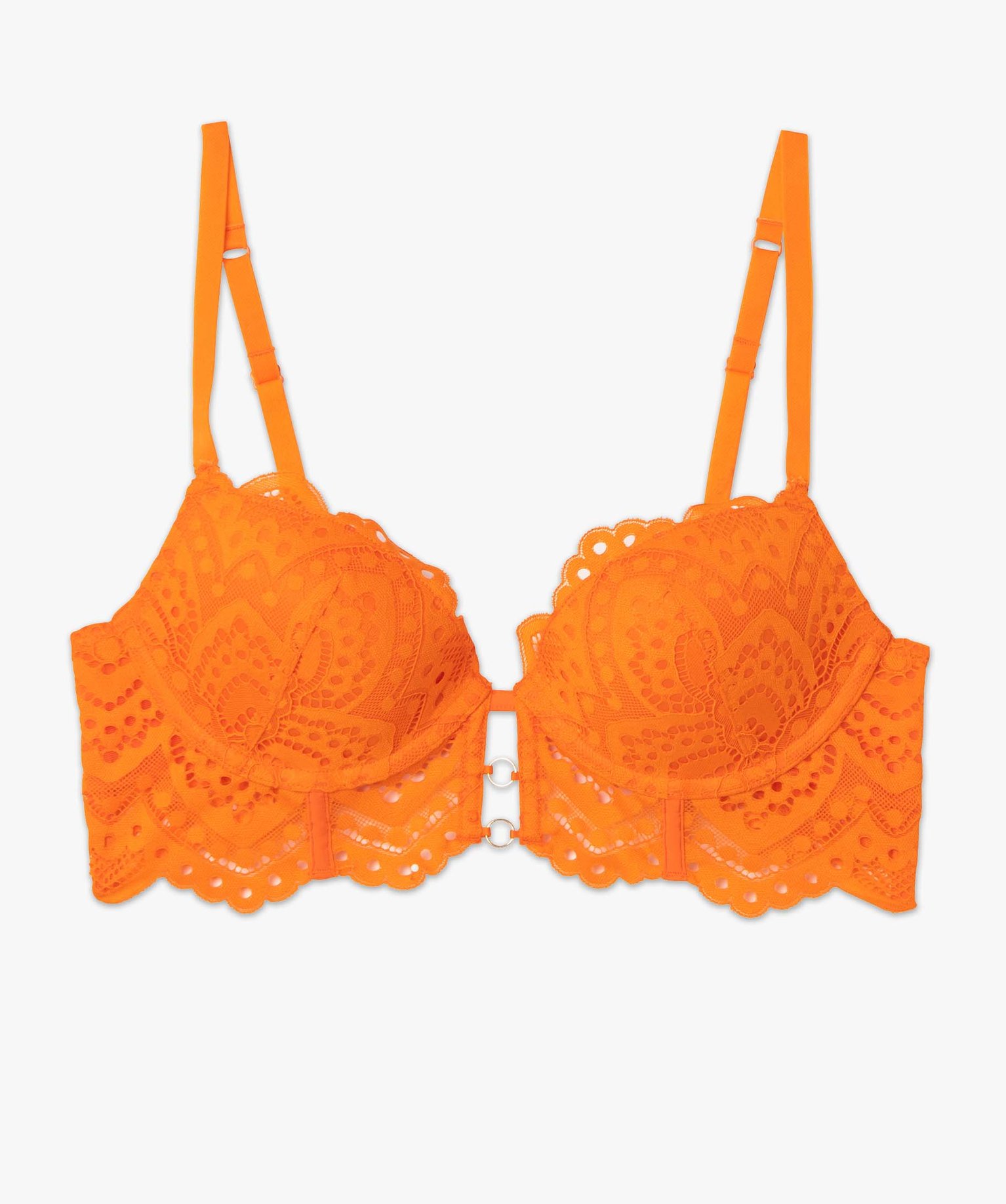 Soutien-gorge push-up en dentelle avec armatures orange | GEMO