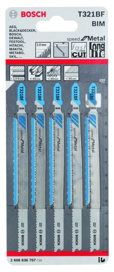 Bosch Blue Accessories 2608636707 T321BF Stiksavklinge T-skaft pr. 5 metalhastigheder