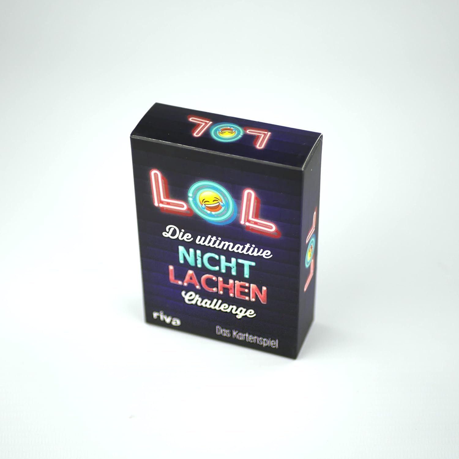 Riva Spielesammlung, LOL – Die ultimative Nicht-lachen-Challenge: Das Kartenspiel Witzen, Flachwitzen, Scherzfragen. Partyspiel Mann & Frau ab 8 Jahren, Gesellschaftsspiele Erwachsene & Kinder Kartenspiel Weihnachtsgeschenk