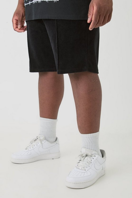 Plus Velour-Shorts mit elastischem Bund