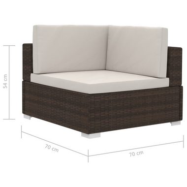 vidaXL Loungesofa Ecksofas 2 Stk. mit Auflagen Poly Rattan Braun, 2 Teile