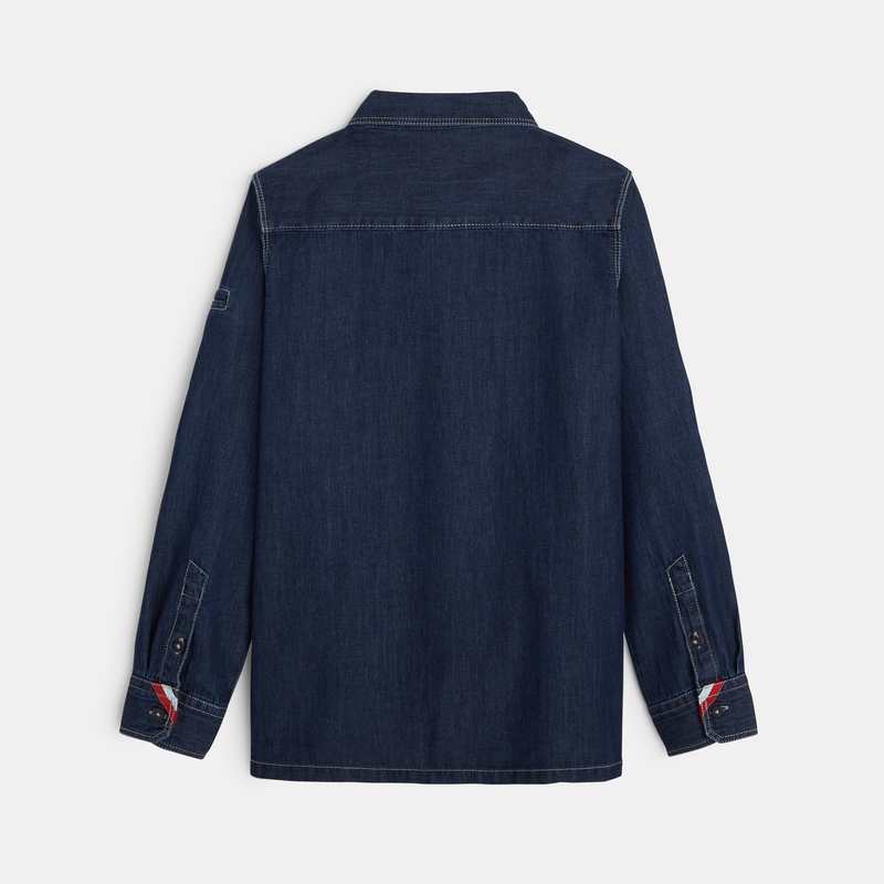 Chemise manches longues en jean brut bleue garçon