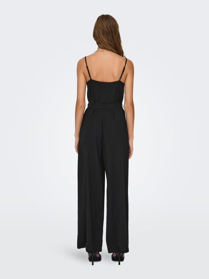 ONLY Jumpsuit Gürtel Taille Rüschen Schmale Träger in Schwarz-3 günstig kaufen L
