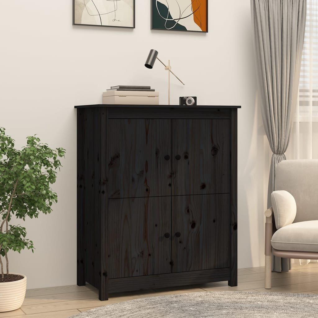 vidaXL Sideboard Sideboard Schwarz 83x41,5x100 cm Massivholz Kiefer (1 St)