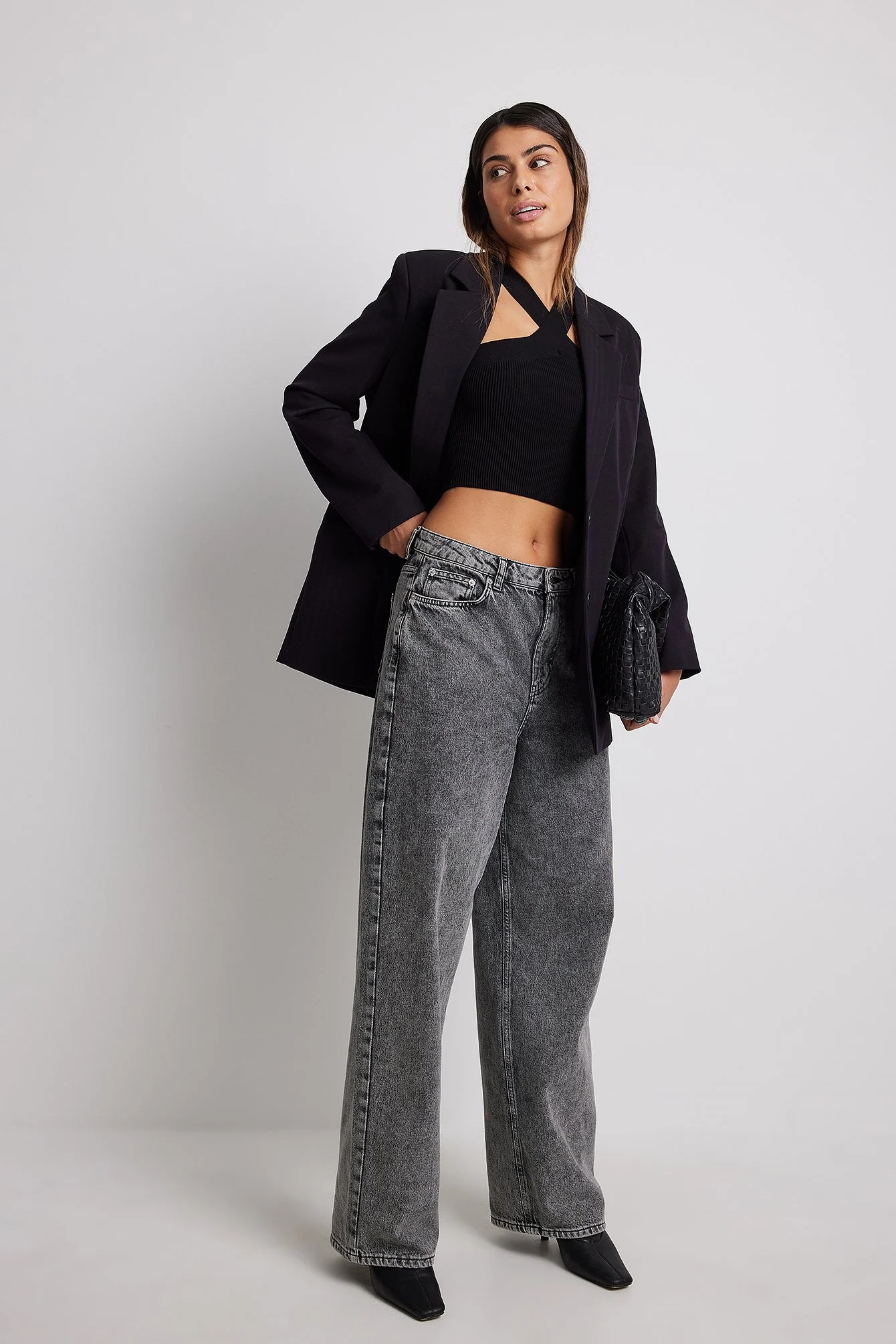 Geripptes Strick-Crop-Top